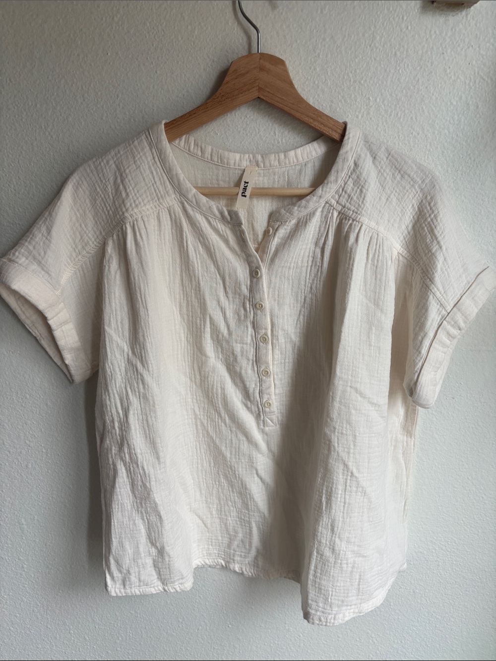 PACT Womens Organic Cotton Coastal Double Gauze Popover Top Small